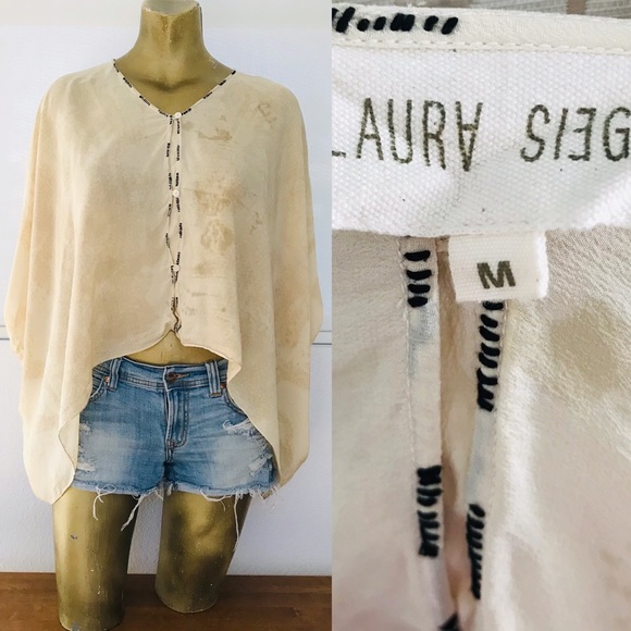 LAURA SIEGEL Handcrafted SLOUCHY Bohemian SILK BLOUSE Medium - Picture 5 of 14